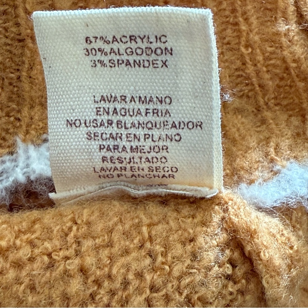 Hem & Thread Boho Scalloped Loose Knit V-Neck Sweater Gold Medium - Picture 10 of 10